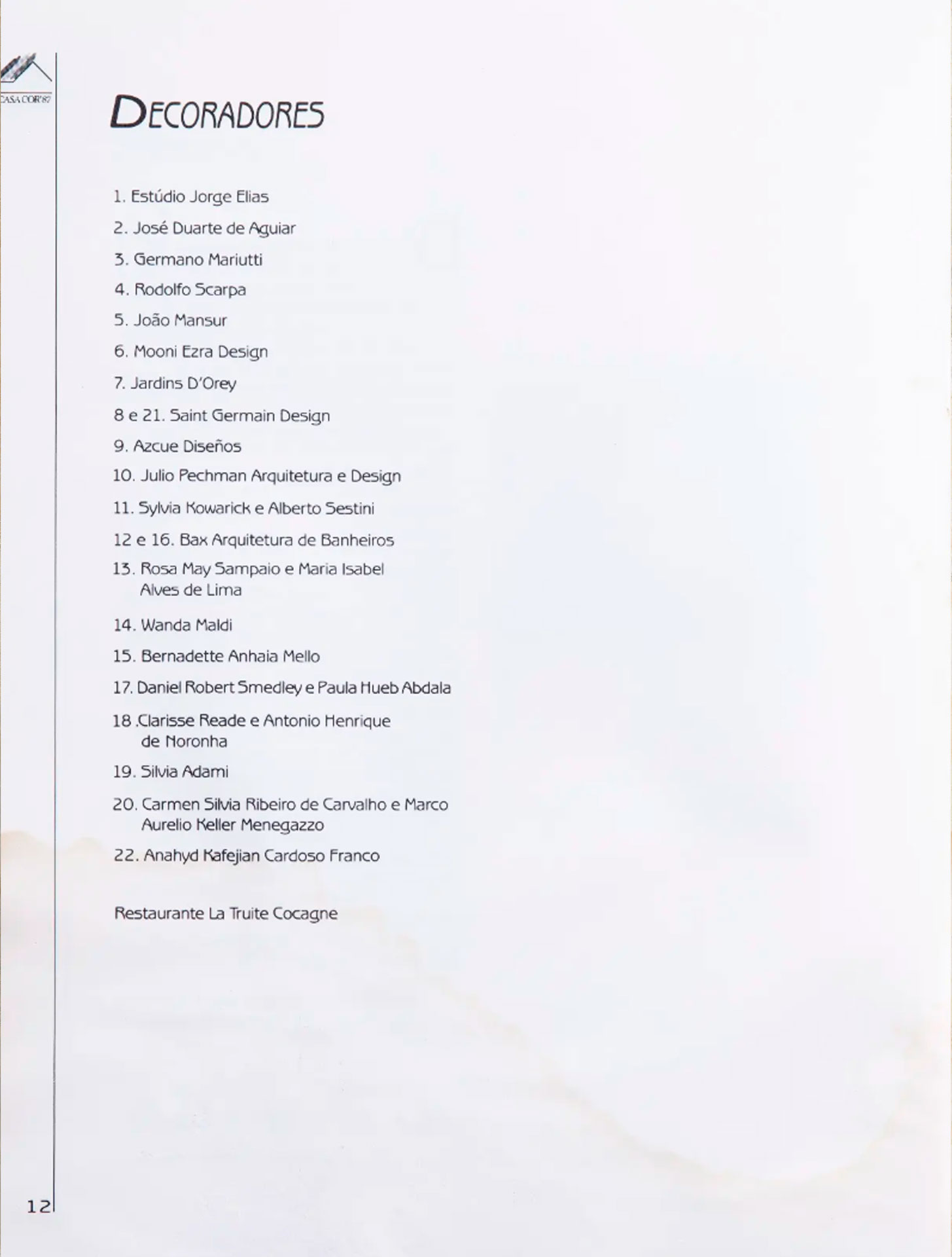 Página de la publicación con la lista de profesionales participantes.