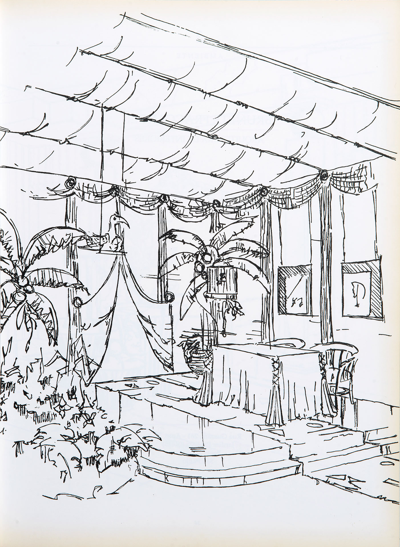 Croquis y ambiente finalizado de Brunete Fraccaroli.